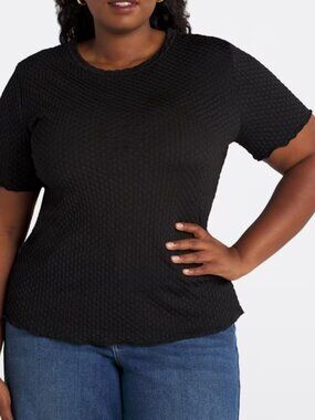 NWT Beacon Lettuce Trim Sleeve Knit Top 2X